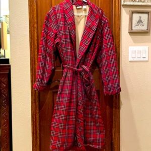 L.L.BEAN Scotch Plaid Flannel Sherpa Lined (m)Robe
